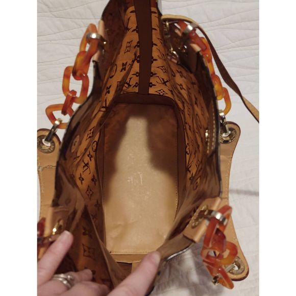 Louis Vuitton M92501 LV Cabas Ambre Brown Monogram Vinyl Tote Bag Purse w/Pouch - Picture 5 of 13